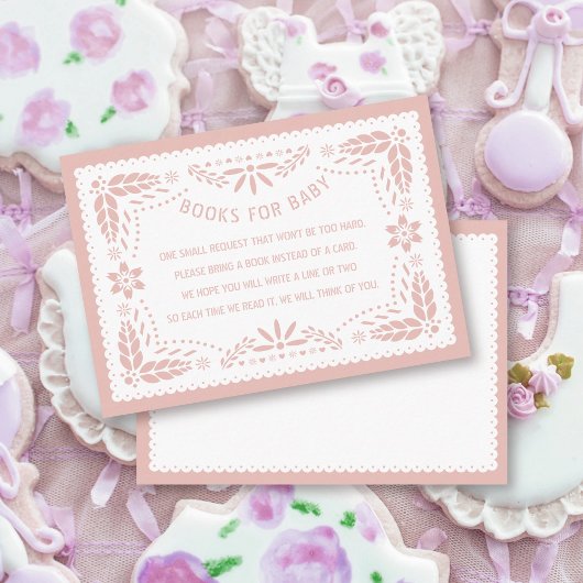 Pink papp picado Bücher für Mädchen-Dusche Begleitkarte