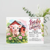 Pink Paradise Boho Babydusche Einladung (Stehend Vorderseite)