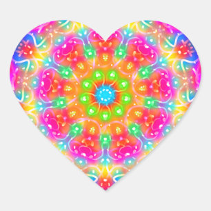 Pink Paradise Mandala Design Herz-Aufkleber