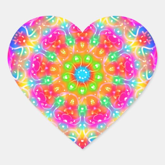 Pink Paradise Mandala Design Herz-Aufkleber (Vorderseite)