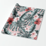 Pink Paradise Tropical Island Floral Botanical Geschenkpapier<br><div class="desc">Packpapier</div>
