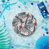 Pink Paradise Tropical Island Floral Botanical Pappteller (Party)