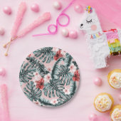 Pink Paradise Tropical Island Floral Botanical Pappteller (Party)