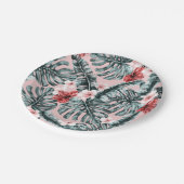 Pink Paradise Tropical Island Floral Botanical Pappteller (Schrägansicht)