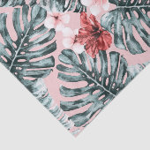 Pink Paradise Tropical Island Floral Botanical Seidenpapier (Ausschnitt)