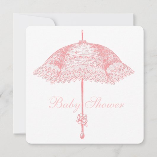 Pink Parasol Umbrella Girl Dusche Einladung (Vorderseite)