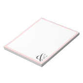 Pink-Pärchen-Monogramm-personalisierte Stationerie Notizblock (Rotiert)