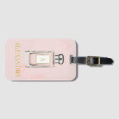 Pink Parfüm Flasche Chic Monogram Personal Gepäckanhänger (Vorderseite (Horizontal))