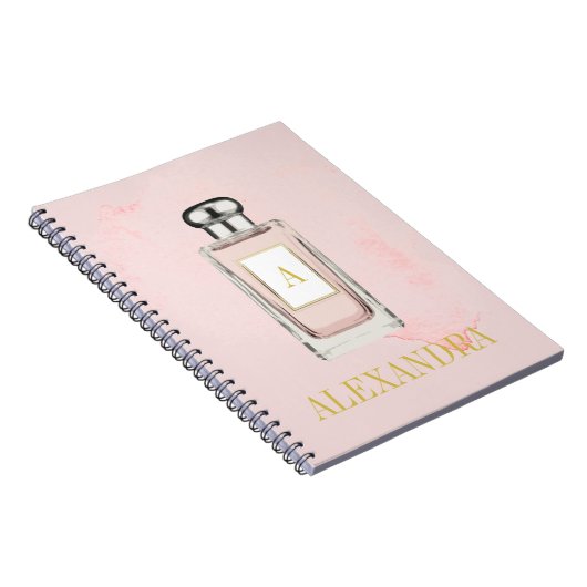 Pink Parfüm Flasche Chic Monogram Personal Notizblock (Rechte Seite)