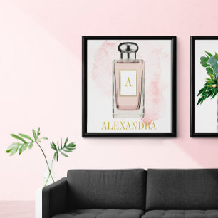 Pink Parfüm Flasche Chic Monogram Personal Poster