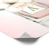 Pink Parfüm Flasche Flora Magnolia Monogramm Poster (Ecke)