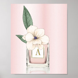 Pink Parfüm Flasche Flora Magnolia Monogramm Poster