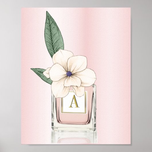 Pink Parfüm Flasche Flora Magnolia Monogramm Poster (Vorne)