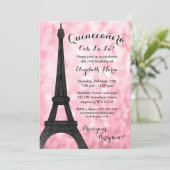 Pink Paris Bokeh Glitzer Lights Quinceañera Einladung (Stehend Vorderseite)