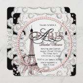Pink Paris Brautparty Einladung (Vorne/Hinten)