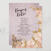 Pink Paris Cafe Kinderdusche Einladung (Vorne/Hinten)