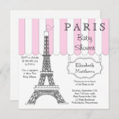 Pink Paris Eiffel Tower Baby Dusche Einladung (Vorne/Hinten)