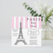 Pink Paris Eiffel Tower Baby Dusche Einladung (Stehend Vorderseite)