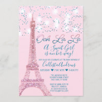 Pink Paris Eiffel Tower Glitzer Lights Baby Dusche