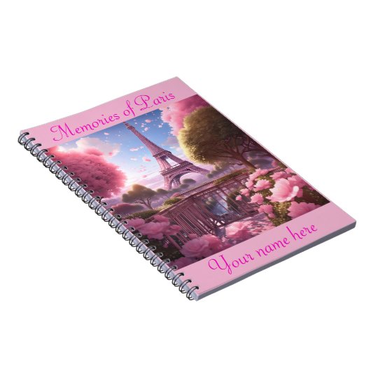 Pink Paris Eiffel Tower Spiral Foto Notebook Notizblock (Rechte Seite)