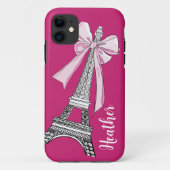 Pink Paris Eiffelturm Personalisiert iPhone Case (Rückseite)
