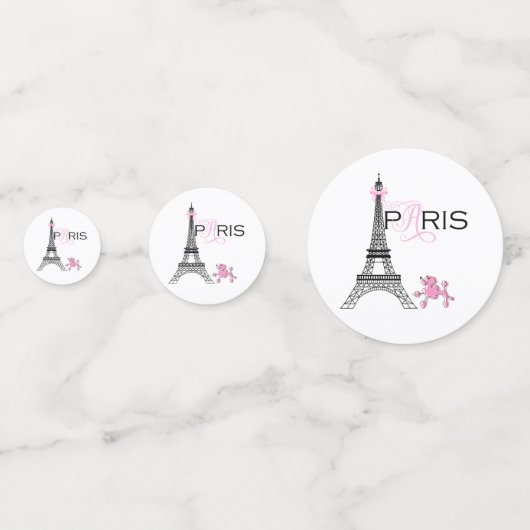 Pink Paris Eiffelturm & Poodle Striptes Party Konfetti (Vorderseiten)