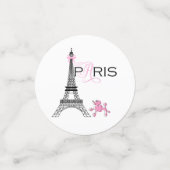 Pink Paris Eiffelturm & Poodle Striptes Party Konfetti (Klein Vorderseite)