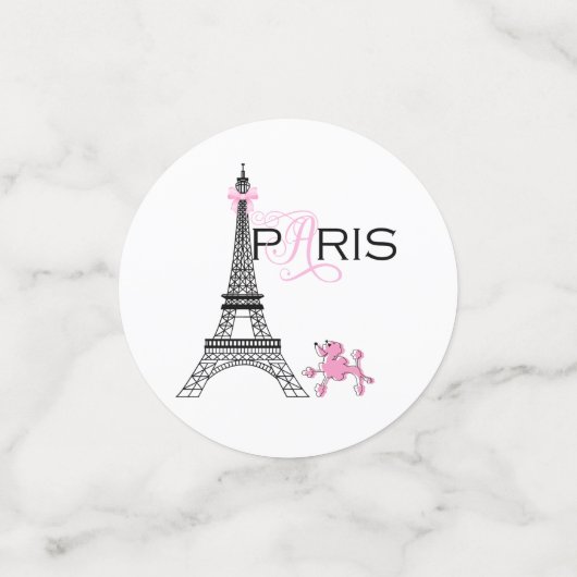 Pink Paris Eiffelturm & Poodle Striptes Party Konfetti (Klein Vorderseite)