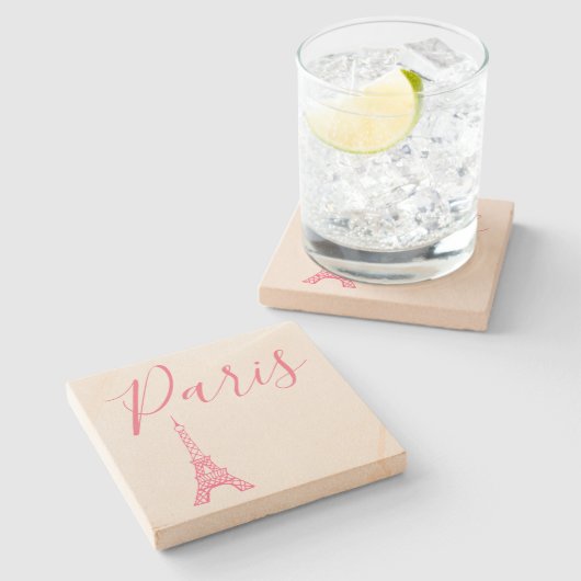 Pink Paris Eiffelturm Stone Untersetzer Geschenk (Seitenansicht)