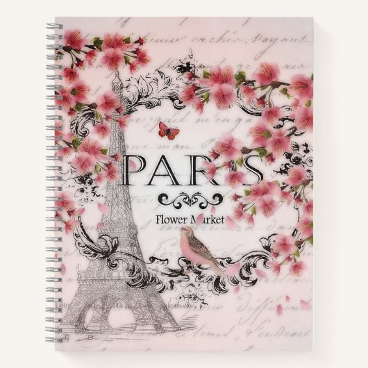 Pink Paris Frühjahr Notizbuch (Vorderseite)