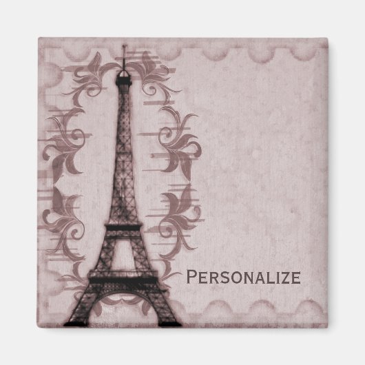 Pink Paris Grunge Magnet (Vorne)