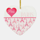 Pink Paris Herz Eiffel Tower Pattern Chic Keramik Ornament (Vorne)