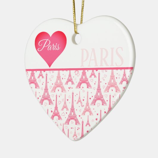 Pink Paris Herz Eiffel Tower Pattern Chic Keramik Ornament (Links)