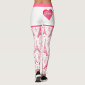 Pink Paris Herz Eiffel Tower Pattern Chic Leggings (Rückseite)