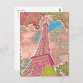Pink Paris Impressionist Eiffelturm Postkarte (Vorne/Hinten)