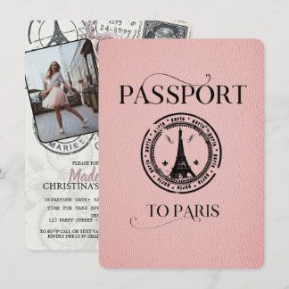 Pink Paris Passport Party Einladung