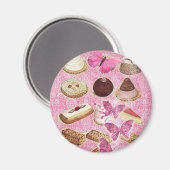 Pink Paris Pommes frites Konditorkuchen Magnet (Vorderseite/Rückseite)