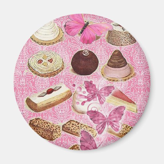Pink Paris Pommes frites Konditorkuchen Magnet (Vorne)