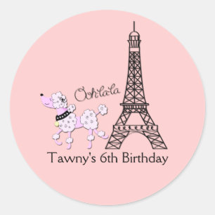 PINK PARIS POODLE 3-Zoll-Bevorzugung Sticker