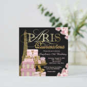 Pink Paris Quinceanera Einladung (Stehend Vorderseite)