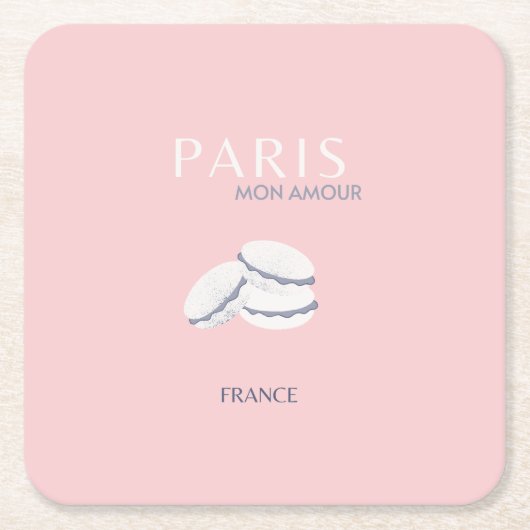 Pink Paris Reisen Art Pastell Preppy Macarons Rechteckiger Pappuntersetzer (Vorderseite)