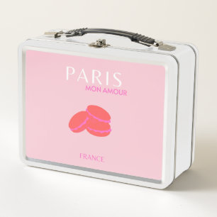 Pink Paris Reisen Kunst Preppy Macarons Metall Brotdose