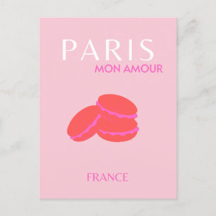 Pink Paris Reisen Kunst Preppy Macarons Postkarte