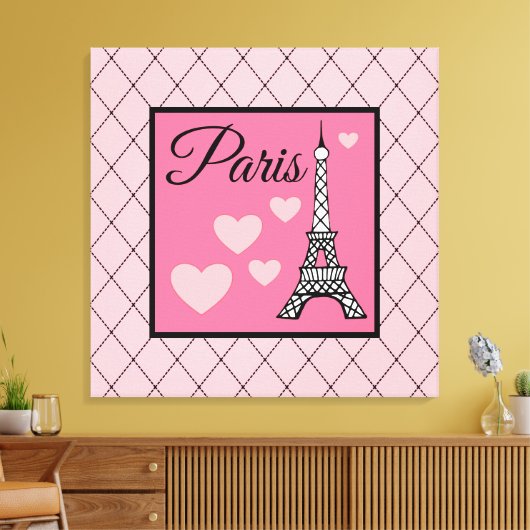 Pink Paris Sign Wall Art Leinwanddruck (Insitu (Wohnzimmer))