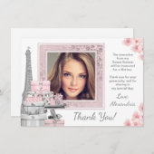 Pink Paris Sweet 16 Danke Karten (Vorne/Hinten)