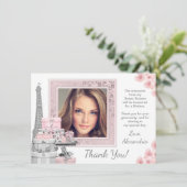Pink Paris Sweet 16 Danke Karten (Stehend Vorderseite)