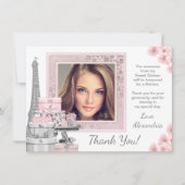 Pink Paris Sweet 16 Danke Karten (Vorderseite)