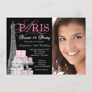 Pink Paris Sweet 16 Geburtstagsfeier Einladung