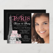 Pink Paris Sweet 16 Geburtstagsparty Einladung (Vorne/Hinten)