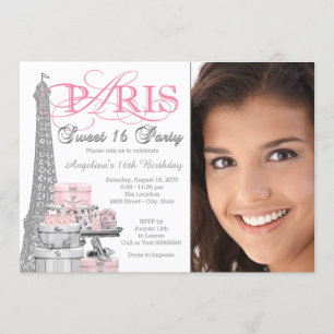 Pink Paris Sweet 16 Geburtstagsparty Einladung
